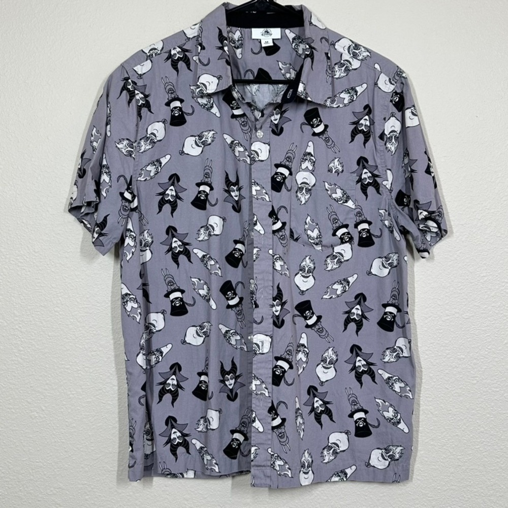 Disney Villains Men's Medium Short Sleeve Button Down Shirt Maleficent Ursula